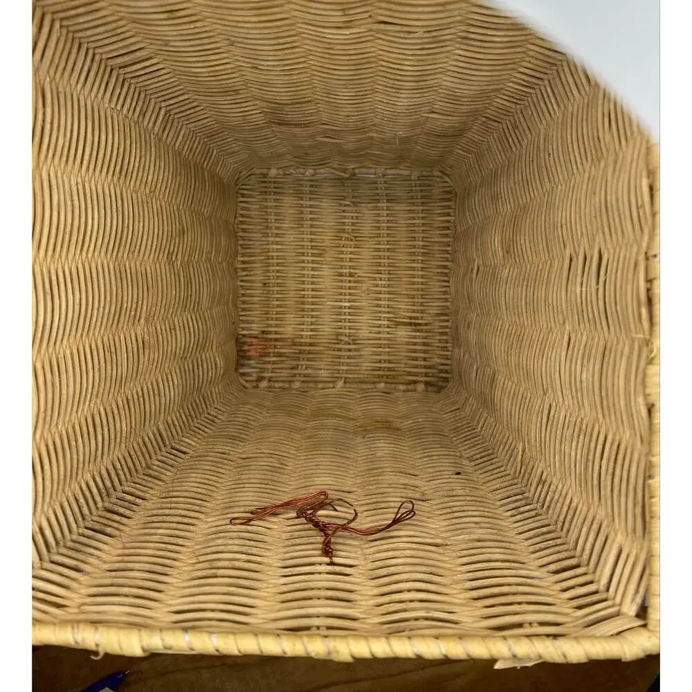 Coastal Wicker Basket with Seashell Accent | Bathroom Storage | Planter Basket